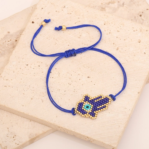 Hamsa Hand Handgeflochtenes Glasperlen Armband Mit Bösem Blick Verstellbares Seil Schmuck Für Damen Und Mädchen