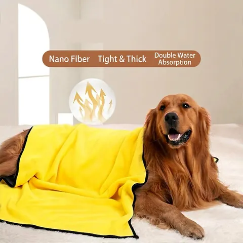 Super Absorbent Pet Bath Towel Thickened Microfiber Coral Fleece Quick Drying Soft Fabric Cloak For Dogs And Cats