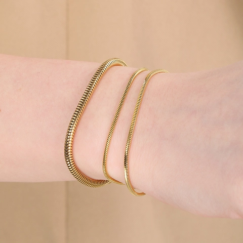 Minimalist Stainless Steel Snake Chain Bracelet For Men Women 18K Gold Plated Adjustable Fashion Jewelry Gift