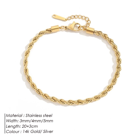 Minimalist Stainless Steel Rope Chain Anklet For Women European Fashion Gold Silver Plated Twist Foot Jewelry Ankle Chain