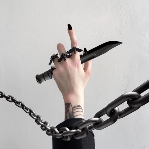 Anello Pipistrello Nero Regolabile Lega Gotico Punk Gioielli Per Dito Per Halloween Festa In Maschera Novità