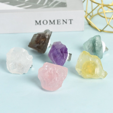 Natural Crystal Raw Stone USB Night Light Colorful Atmosphere Lamp Desktop Decor Amethyst Rose Quartz Citrine Portable