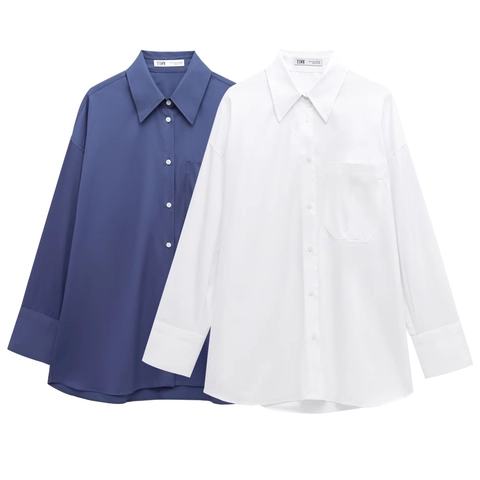 Women Long Sleeve Blouse Shirt Polyester Cotton Solid Color Lapel Collar Single Breasted Casual Elegant Versatile