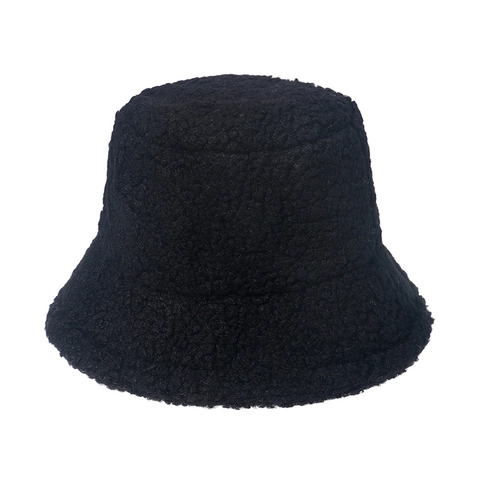 Cappello Alla Pescatora Lana Di Agnello Sherpa Inverno Caldo Ispessito Morbido Tinta Unita Unisex Casual