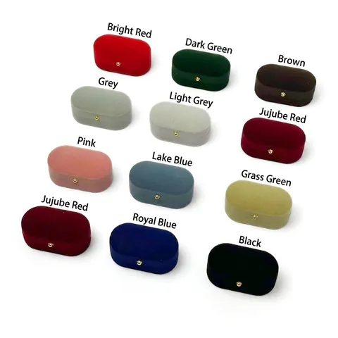 Elegant Oval Velvet Ring Box With Gold Clasp Small Portable Jewelry Packaging Box For Earring Valentine Wedding Gift