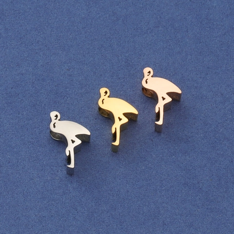 Dije Con Forma De Pájaro Flamenco Acero Inoxidable Accesorio Para Hacer Joyas DIY Colgante De Animal Minimalista Pulsera