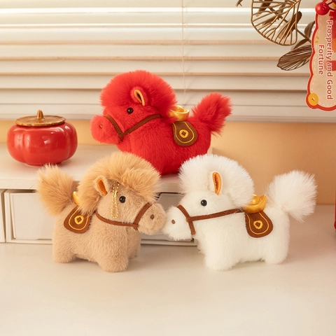 Portachiavi Cavallo Peluche Lingotto D'oro Ciondolo Pony Cartone Animato Animale Fascino Borsa Portachiavi Morbido Fatto A Mano