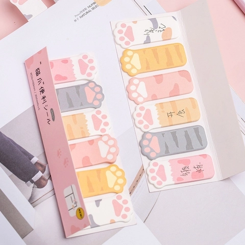 Sticky Notes Cat Paw Shape Page Markers Self-Adhesive Cute Animal Paper Index Tabs Novelty Stationery Student Office