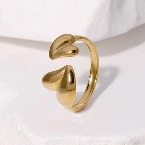 Herzförmiger Offener Ring Aus Edelstahl Vergoldet Asymmetrisch Minimalistischer Modeschmuck Für Damen