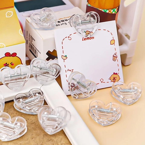 Heart Shaped Paper Clips Transparent Plastic Binder Clips For Office School Supplies Photo Organizer Cute Colorful Stationery