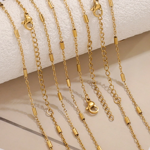 Collana A Catena Con Tubo Incrociato In Acciaio Inossidabile Placcato Oro 18K Con Chiusura A Aragosta Accessorio Fai Da Te