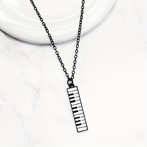 Collana Con Ciondolo Tastiera Di Pianoforte Lega Tema Musica Gioielli Regalo Per Studenti Di Pianoforte Insegnanti Musicisti Catena Nera