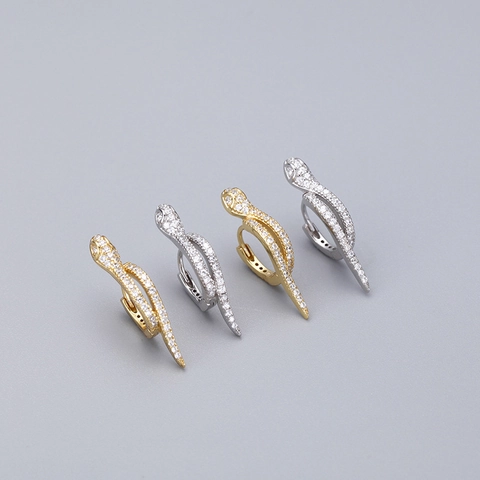 925 Sterling Silber Schlange Creolen Mit Zirkonia Tierform Luxusschmuck Für Damen