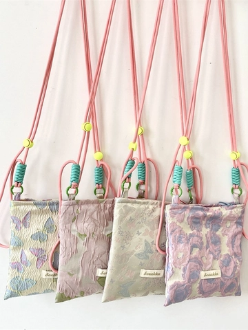Borsa A Tracolla Per Cellulare Jacquard Farfalla Floreale Tracolla Regolabile Piccola Borsa A Spalla Artistica Dolce