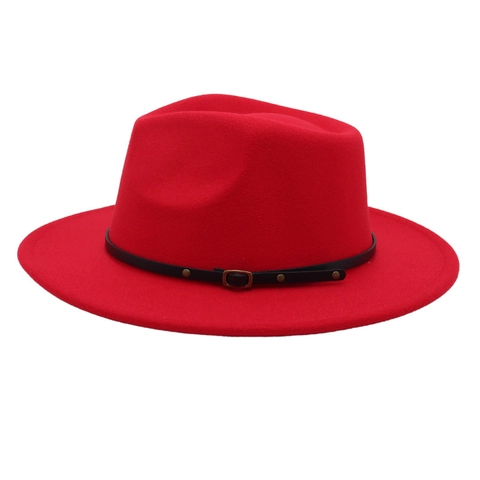 Chapeau Fedora Feutre De Laine Large Bord Style Jazz Britannique Vintage Avec Boucle De Ceinture Accessoire De Mode Élégant