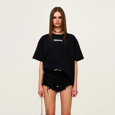 Cotton Short Sleeve T-Shirt For Women Oversized Round Neck Letter Graphic Print Loose Casual Streetwear Summer Top