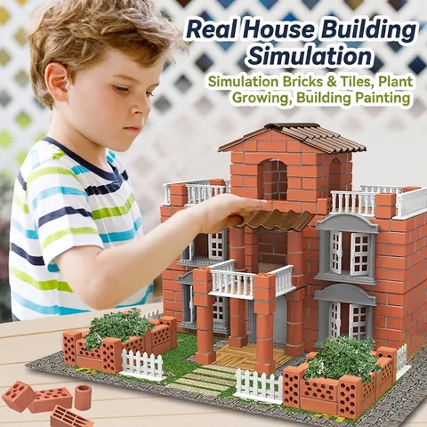 DIY Miniature House Building Kit Simulation Bricks Tiles Realistic Construction STEM Educational Architecture Villa Model Kids