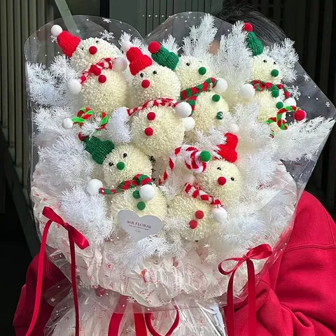 DIY Christmas Material Kit Snowman Reindeer Penguin Bouquet Decoration Accessory Hand-made Festive Gift Wrap Accessory