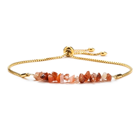 Handmade Natural Crystal Stone Stainless Steel Adjustable Bracelet For Women Gold Silver Plated Dainty Jewelry Accessory