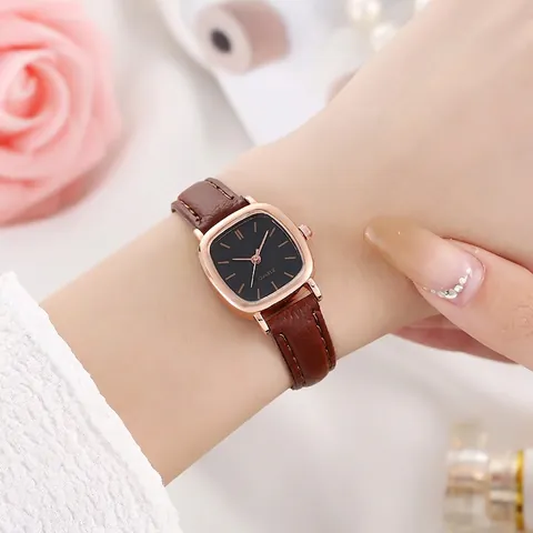 Orologio al Quarzo Quadrato da Donna Retro Minimalista Quadrante Piccolo Cassa in Lega Cinturino in Pelle Sintetica Orologio Casual Regalo