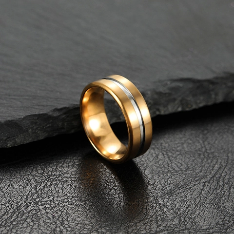 Bague En Acier Inoxydable Minimaliste Mat Brossé Comfort Fit Ligne Centrale Bijoux Pour Hommes Femmes