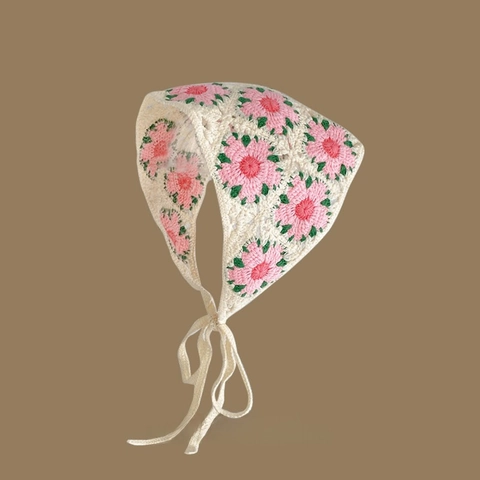 Fascia Per Capelli Triangolare All'Uncinetto Maglia Di Cotone Motivo Floreale Ciliegia Accessori Per Capelli Vintage Boho Per Donne Ragazze