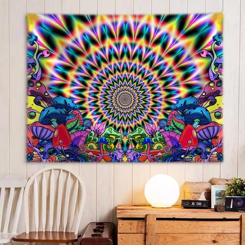Tapiz De Pared Psicodélico Poliéster Cielo Estrellado Árbol De La Vida Hongo Arte Decoración De Hogar Dormitorio Sala