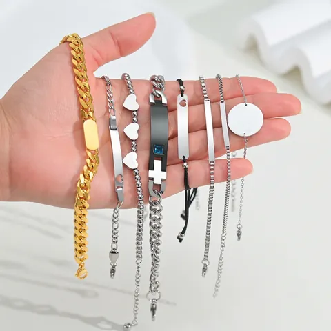 Edelstahl Armband Bar Id Platte Figaro Box Kette Herz Ausschnitt Geometrischer Modeschmuck Für Damen Herren
