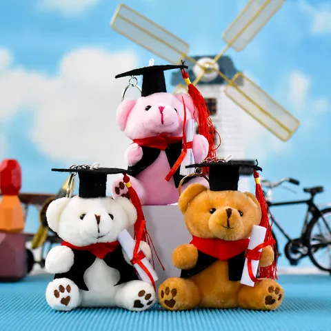 Portachiavi in Peluche Orso di Laurea Con Tocco e Pergamena Morbido Peluche Orsacchiotto Ciondolo per Borsa Regalo di Laurea per Studenti