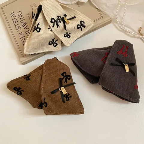 Molletta Per Capelli Con Fiocco Grande Tessuto Acrilico Pinza A Mascella Vintage Stile Coreano Ricamo A Fiocco Pendente Oro Copricapo Elegante