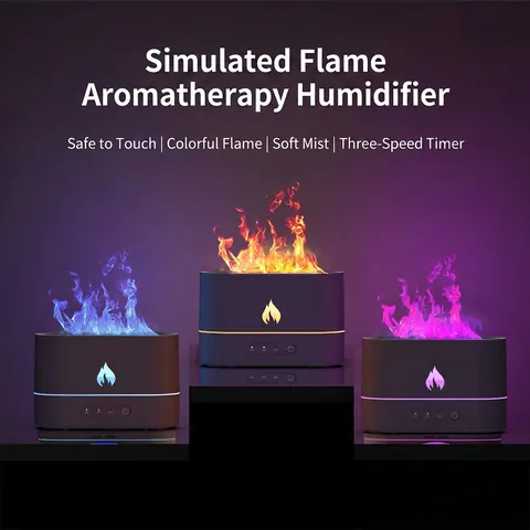 Simulation Flamme Aroma Diffusor Luftbefeuchter Kamin Effekt LED Nachtlicht Desktop Nebelmacher Für Haus Büro Schlafzimmer