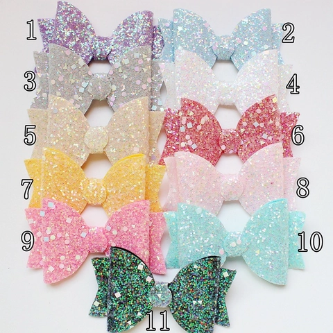 Handgefertigte Glitzer Pailletten Schleife Haarschmuck PU Leder DIY Schleife Für Kinder Mädchen Bekleidung Dekoration Bastelzubehör