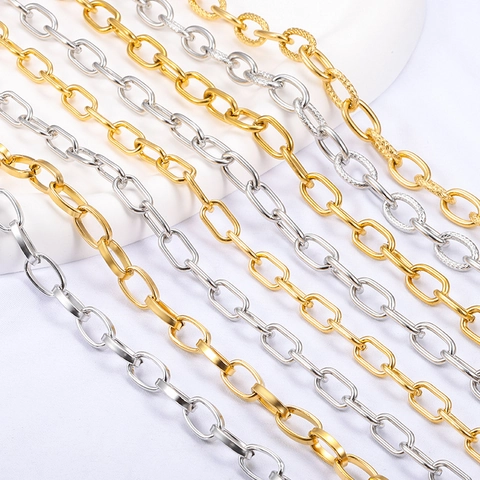 Stainless Steel Jewelry Chain DIY Gold Silver Plated Butterfly Link Coffee Bean Chain For Necklace Bracelet Making Craft Supplies