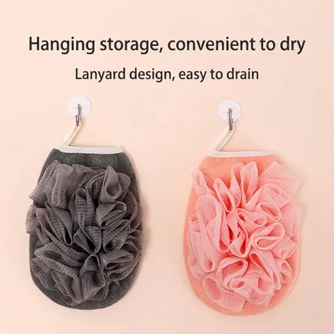 Dual Sided Exfoliating Bath Mitt Back Scrubber Rayon PE Mesh Deep Cleaning Skin Friendly Shower Towel Loofah Sponge