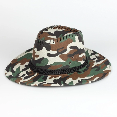 Western Cowboy Hut Camouflage Polyester Breite Krempe Verstellbar Outdoor Taktischer Sonnenschutz Militärstil Herren Damen