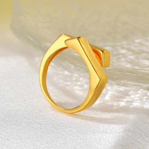 Anello Aperto a Croce Geometrica in Argento Sterling 925 Minimalista per Donna Anello Regolabile Galvanizzato Gioielli da Pendolare