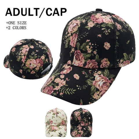 Gorra De Béisbol De Algodón Para Mujer Estampado Floral De Rosas Vintage Visera Curva Sombrero De Sol Ajustable