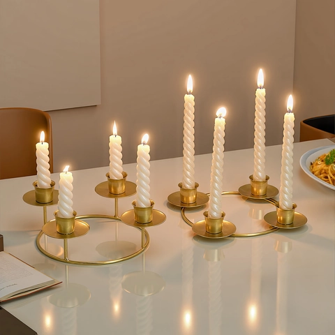 Minimalist Round Metal Candlestick Holder Multiple Head Centerpiece For Dining Table Decor Romantic Wedding Nordic Style