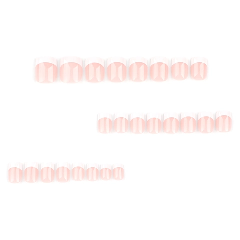 Unghie Finte French Corte Quadrate Unghie Artificiali Lucido Rosa Nude Punte Bianche Strumenti Per Manicure