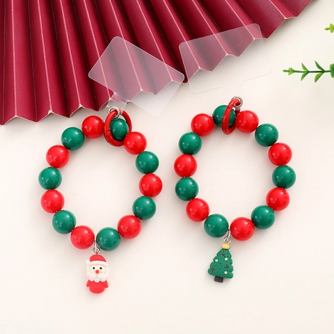 Festlicher Weihnachten Perlen Handy-Anhänger Armband Weihnachtsmann Weihnachtsbaum Rot Grün Harz Perle Handschlaufe Für Damen