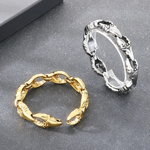 Bracciale A Catena A Chela Di Granchio In Acciaio Inossidabile 316L Stile Punk Rock Vintage Per Uomo