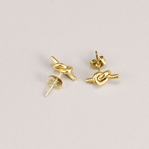 Knot Stud Earrings Titanium Steel 18K Gold Plated Minimalist Exquisite Retro Fashion Jewelry For Women