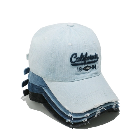 Καπέλο Μπέιζμπολ Τζιν California Distressed Vintage Dad Hat Retro Streetwear Ρυθμιζόμενο Unisex