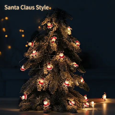 Luci Stringa LED Natale Babbo Natale Pupazzo Di Neve Renna Bianco Caldo Decorazione Festiva Interni Finestra Festa