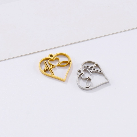 Colgantes De Corazón ECG Estetoscopio De Acero Inoxidable Dijes Huecos Para Creación De Joyas DIY Regalo Médico