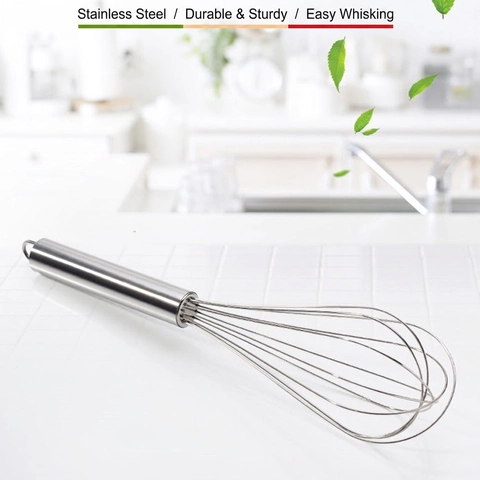 Manual Egg Whisk Stainless Steel Balloon Wire Handheld Cream Butter Stirrer With Hanging Loop Kitchen Baking Tool