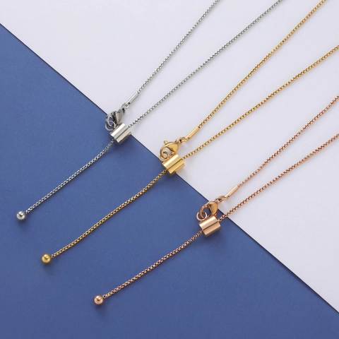 Minimalistische Edelstahl Box Kette Halskette Mit Verstellbarer Schiebperle Und Karabinerverschluss Schmuck Zubehör