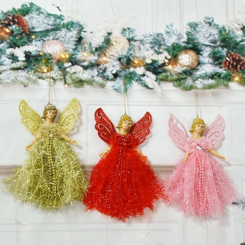 Angelo Di Natale Ragazza Ornamento Da Appendere Ali Scintillanti Gonna In Rete Decorazione Per Albero Di Natale Bambola Da Festa