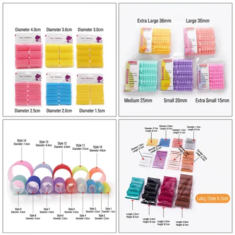 Rulos Para Cabello Sin Calor Esponja Nylon Plástico Autoadherentes Manual DIY Herramientas De Peinado Colorido Varios Tamaños
