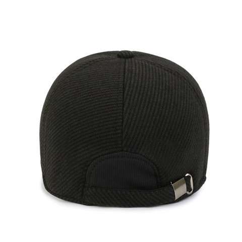 Men Winter Baseball Cap Thickened Woolen Fleece Lining Ear Flaps Warm Outdoor Casual Dad Hat Metal Letter Logo